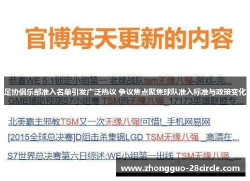 足协俱乐部准入名单引发广泛热议 争议焦点聚焦球队准入标准与政策变化 足协俱乐部准入名单引发广泛热议 争议焦点聚焦球队准入标准与政策变化